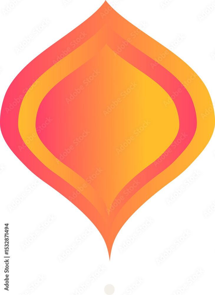 Poster abstract flame-like shape is displaying warm gradient layers in flat design, transparent background