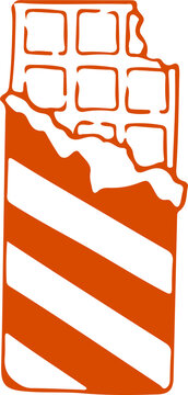 Naklejki Showing flat illustration of bitten chocolate bar with grid and stripes, transparent background