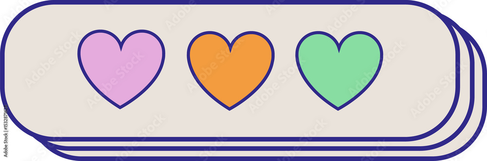Poster abstract flat design is showing three hearts in layered pill container with transparent background