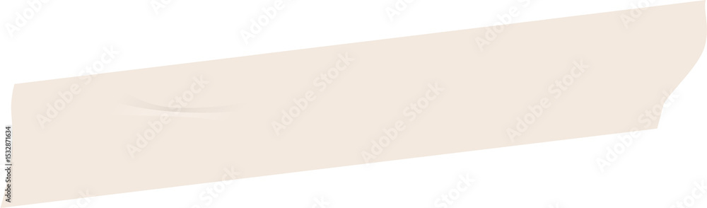 Poster showing off-white irregular quadrilateral ribbon shape in flat design on transparent background