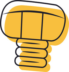 Yellow screw graphic is floating on transparent backdrop, featuring bold outline and coiled shaft