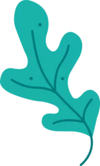 Gardinen Stylized green leaf is showing central vein and circular accents in flat on transparent backdrop © vectorfusionart