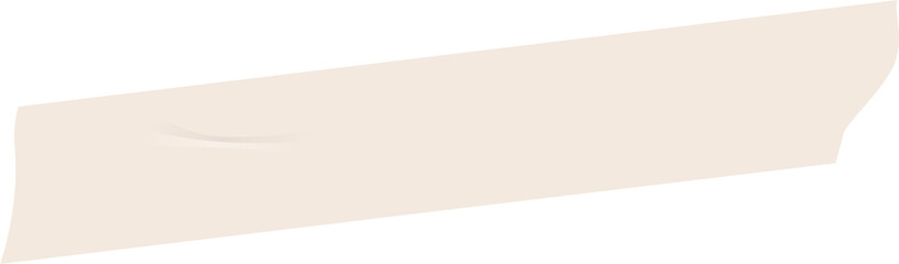 Showing off-white irregular quadrilateral ribbon shape in flat design on transparent background