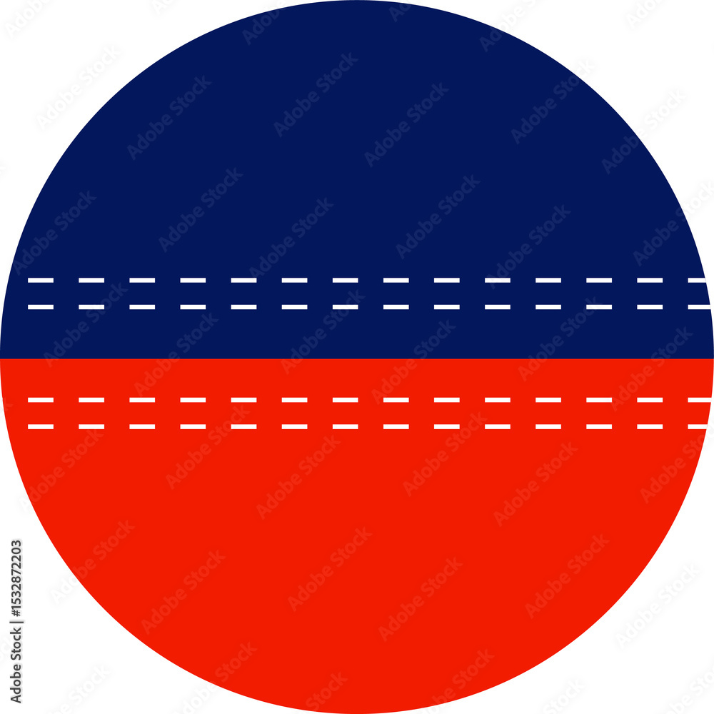Poster flat design abstract two color circle is showing white dashed lines on transparent background