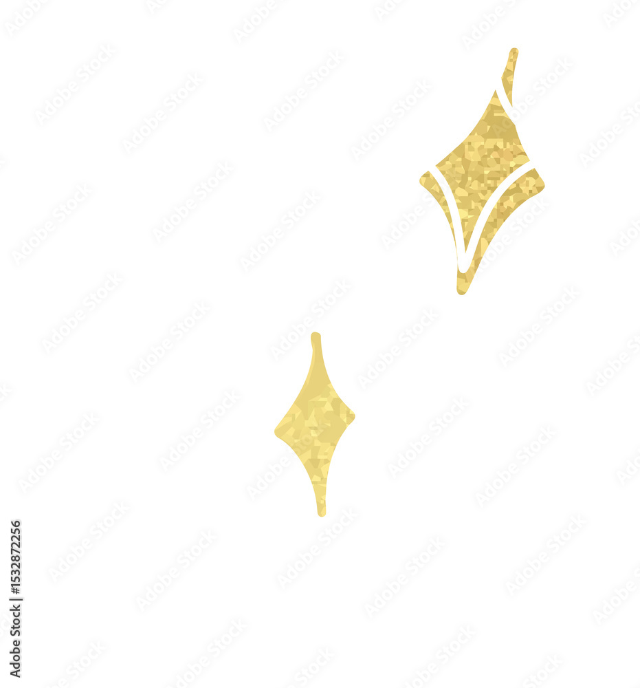 Poster flat design showing sparkles on transparent field, featuring diamond, teardrop, starburst and dots