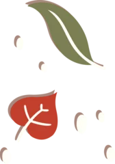 Gardinen Showing flat design with olive elongated leaf, red heart leaf and seeds on transparent background © vectorfusionart