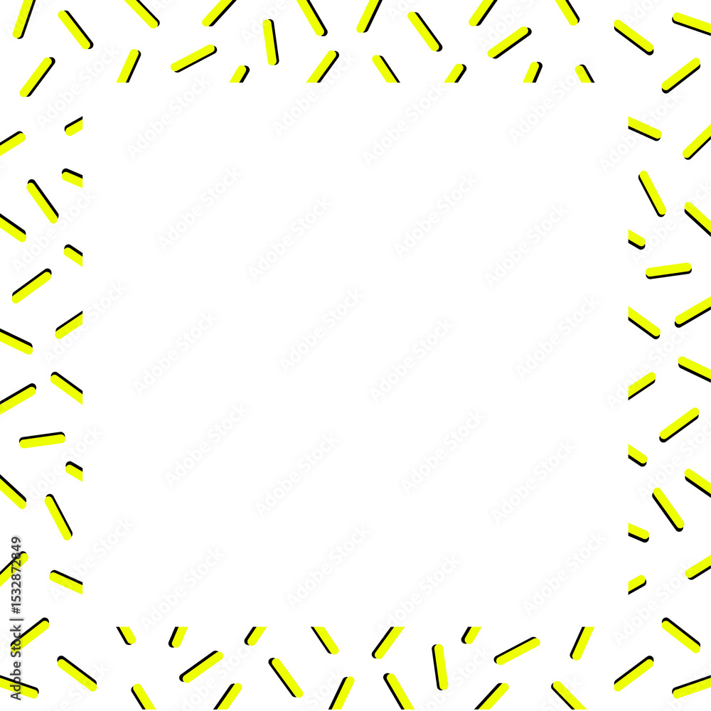 Aufkleber abstract frame is showing in flat design, yellow bars forming border with transparency, copy space
