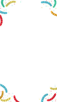 Naklejki Flat design border is being shown on transparent background with ribbons stars confetti copy space