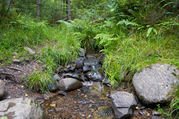 Small river flowing over granite rocks