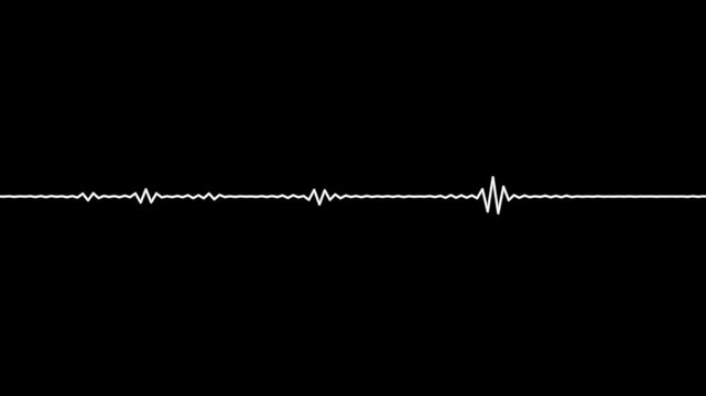 Sound wave animation with white bars black background Line digital minimalist voice and soundtrack wave equalizer. Shape line volume or speech symbol animated background.
