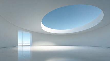 Pristine Circular Interior Space with Seamless White Walls