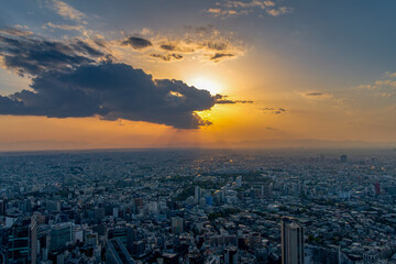 sunset over the city