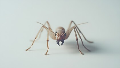 Fototapeta premium Close-up of an ant on a light background.