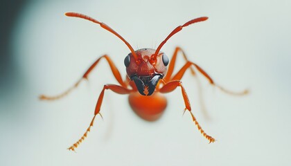Close-up of a vibrant red ant.