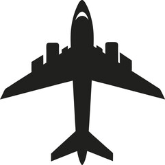 Airplane silhouette icon on transparent background