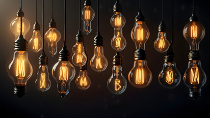 light bulb on black background