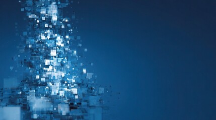 Fototapeta premium Abstract Tech Glyphs in Blue Space Flooding with Light and Energy