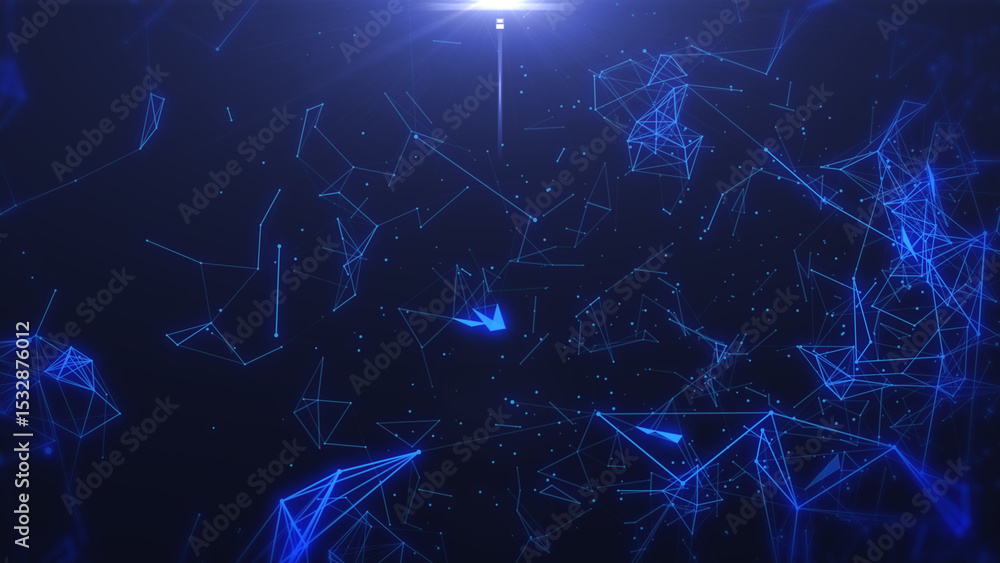 Poster blue abstract technology digital polygon plexus communication network concept. data connection struc