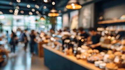 Abstract Defocus Image of a Busy Coffeehouse Interior Scene