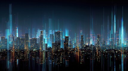 Vibrant Neon Cityscape at Night with Futuristic Elements