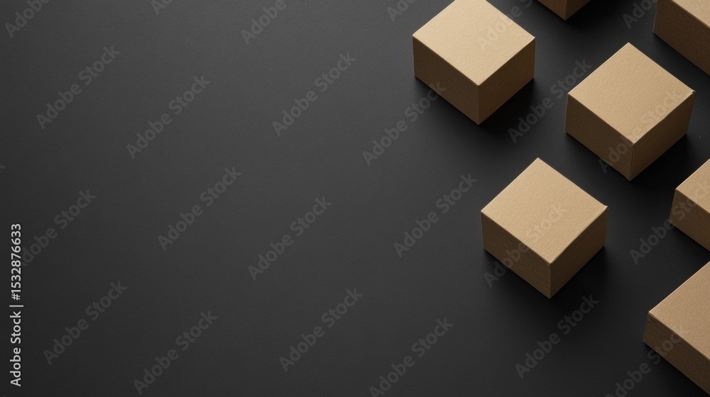 Poster minimal dark abstract cubes on black surface modern geometric 3d rendering clean simple futuristic b