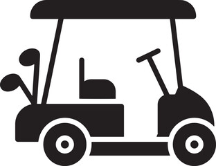 Simple Black Golf Cart Silhouette for Design Use