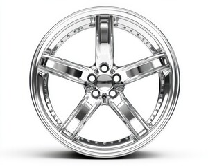 Obraz premium Shiny Chrome Rim. Isolated Bright Alloy Wheel Object on Clean White Background