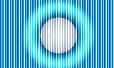 Glowing circular void in fluted glass texture a chromatic stripe illusion blending depth, geometry, and minimalist visual tension