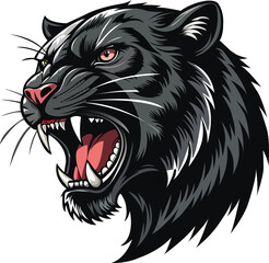 Roaring Panther Head Illustration