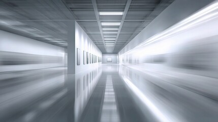 Naklejka premium Abstract Blur of Exhibition Corridor with Minimalist Design Elements