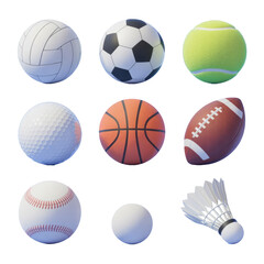 Sports equipment balls collection vector illustration featuring various game balls for athletics and recreation