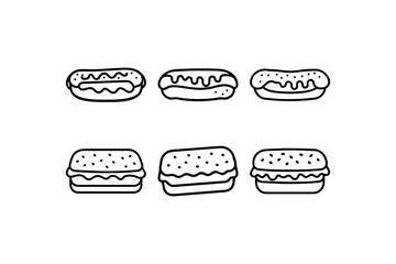 Ice Cream Sandwich and Fancy Éclair with Vanilla Glaze Vector Dessert Art