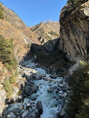 River Down a Valley in the Lower Himalayas, Nepal