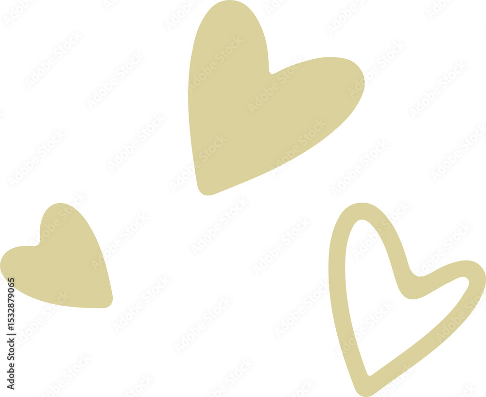 Poster three abstract heart shapes are floating on transparent canvas in flat design style
