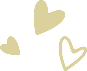 Three abstract heart shapes are floating on transparent canvas in flat design style