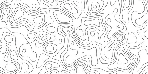 Abstract topographic contour lines pattern in black and white illustrating organic forms and spatial variations for design concepts