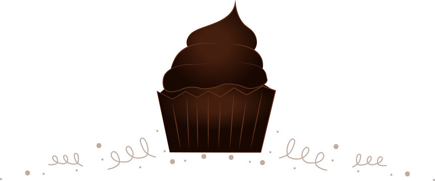 Naklejki Flat icon is showing chocolate cupcake with swirl frosting and border on transparent field