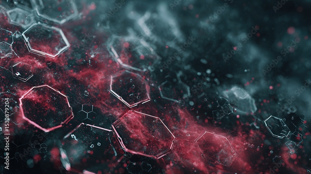 Poster abstract chemical background with hexagonal patterns and textures