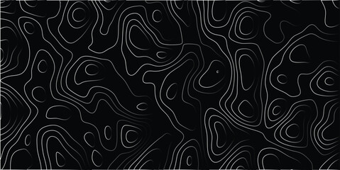 Abstract topographic map pattern in black and white creates a contoured surface visual effect illustrating elevation data