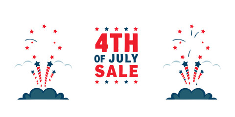 Celebrate 4th of July with patriotic fireworks sale for summer fun on white