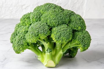 Close up view of fresh broccoli showcasing vibrant green florets and textured surface details, Close up of a broccoli