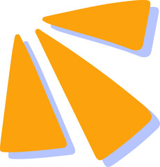 Bright orange wedges with lavender shadow are forming radial layout on flat transparent canvas