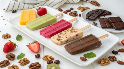 Variety of delicious ice creams in flat design
