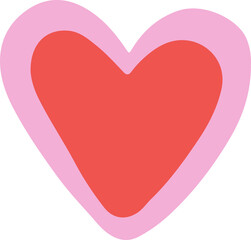 Heart graphic is floating in flat design with red fill and pink outline, transparent background