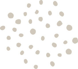 Abstract composition is showing scattered beige dots on transparent background, in flat design