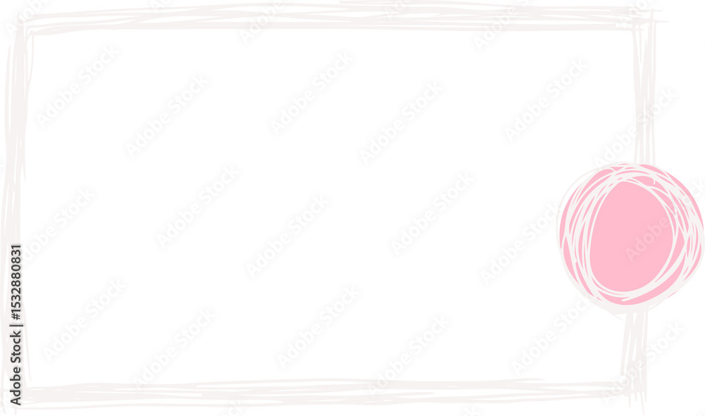 Poster frame showing white rectangle enclosing center and adding pink scribble circle with transparent bg