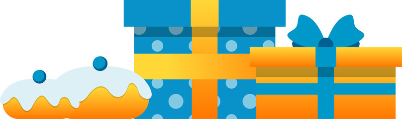 Festive display is featuring vector art with cake polka dot  and  striped gifts on transparent backd