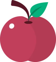 Gardinen Red apple is being shown in flat design with stem leaf highlight shading on transparent background © vectorfusionart
