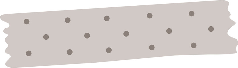Flat design showing beige tape strip with brown polka dots and scalloped ends, transparent backdrop