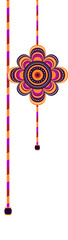 Vector showing striped cords hanging flower medallion with white tassels on transparent backdrop